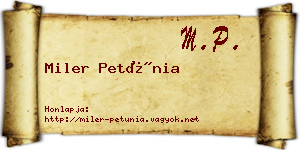 Miler Petúnia névjegykártya